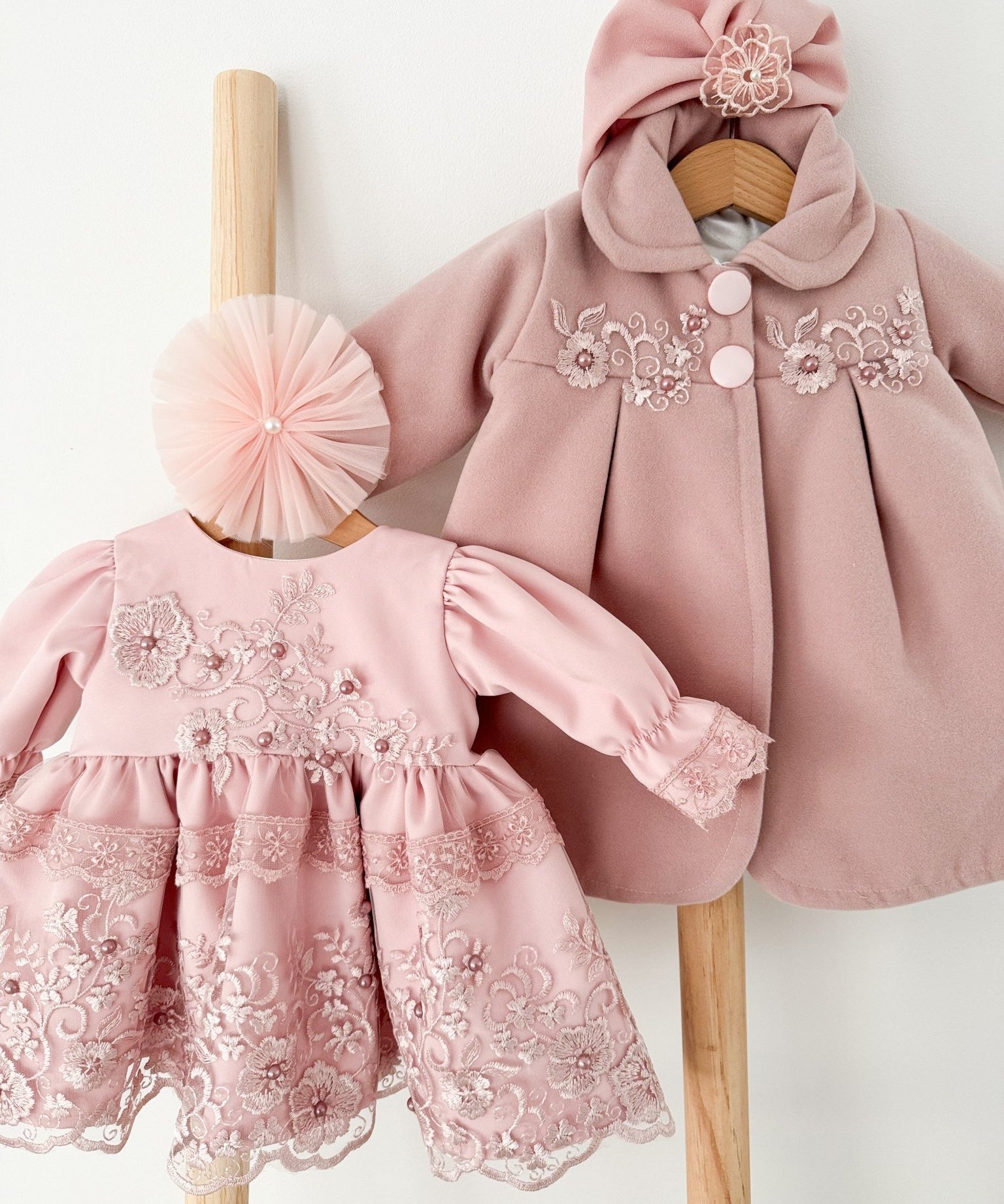 Rochie botez fetita roz Meghan - Botez bebelusi