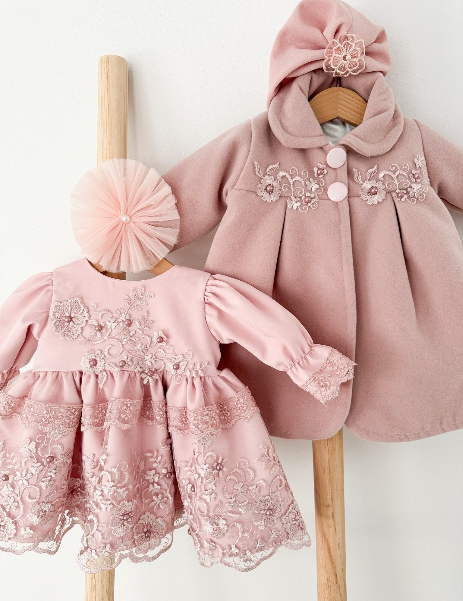 Rochie botez fetita roz Meghan - Botez bebelusi