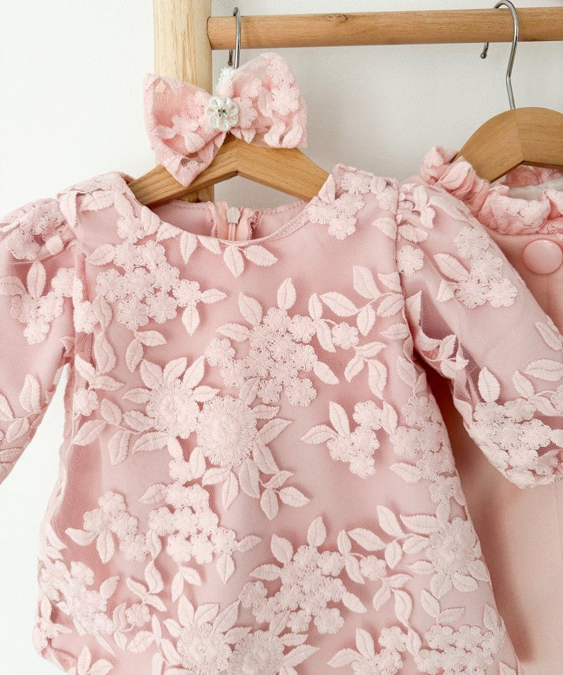 Rochie botez fetita roz Morgana - Botez bebelusi