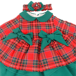 Rochie cu fundița verde in talie - Botez bebelusi