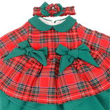 Rochie cu fundița verde in talie - Botez bebelusi
