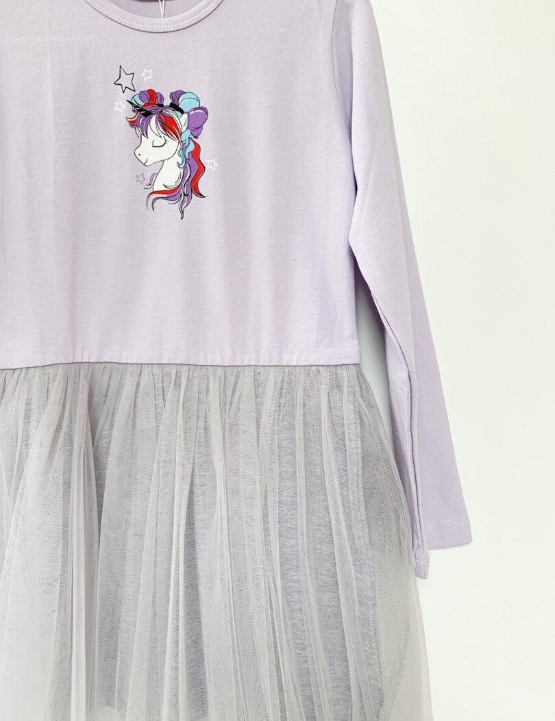Rochie fetita lila cu unicorn - Botez bebelusi
