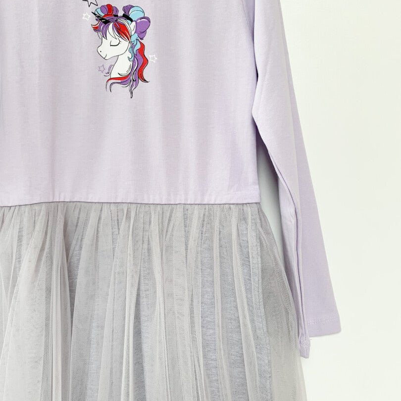 Rochie fetita lila cu unicorn - Botez bebelusi