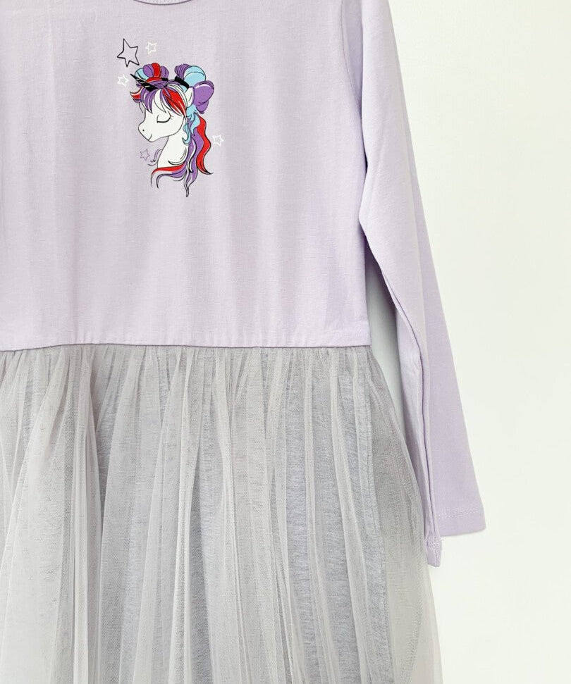 Rochie fetita lila cu unicorn - Botez bebelusi