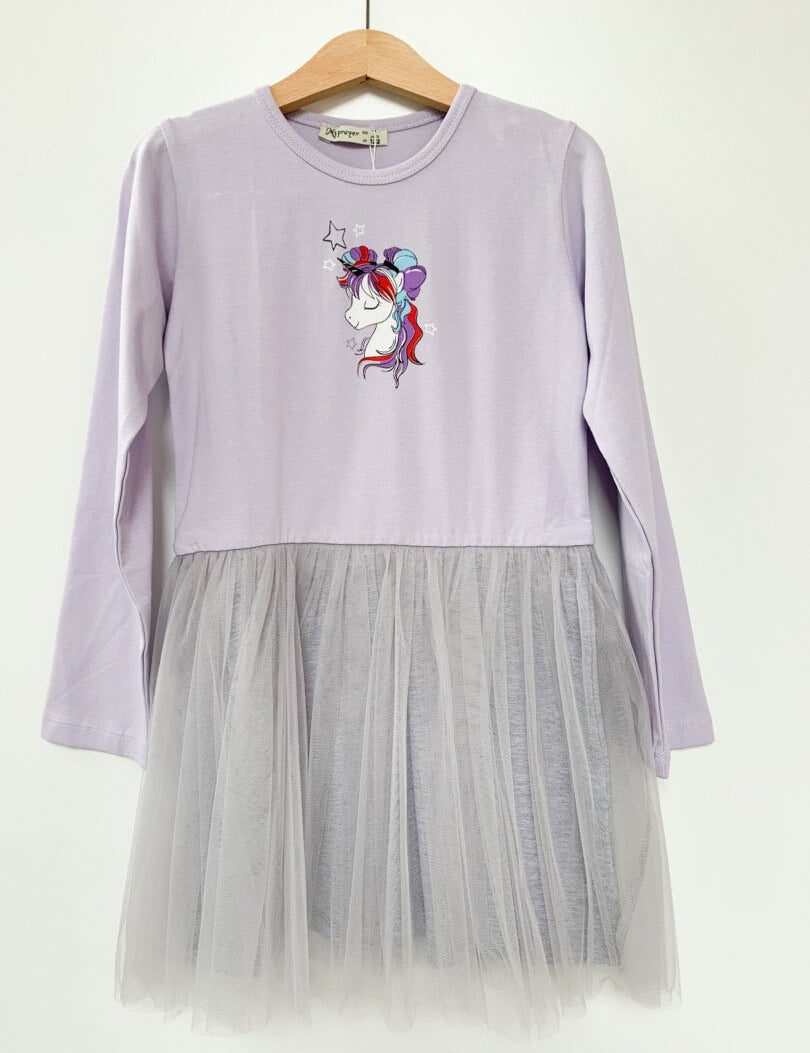 Rochie fetita lila cu unicorn - Botez bebelusi