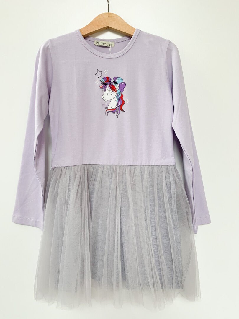 Rochie fetita lila cu unicorn - Botez bebelusi