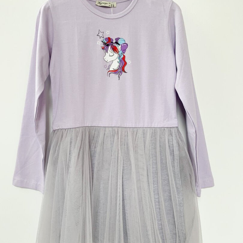 Rochie fetita lila cu unicorn - Botez bebelusi