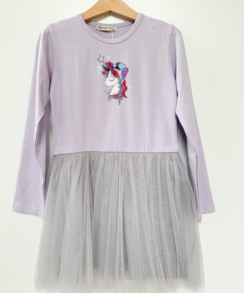 Rochie fetita lila cu unicorn - Botez bebelusi