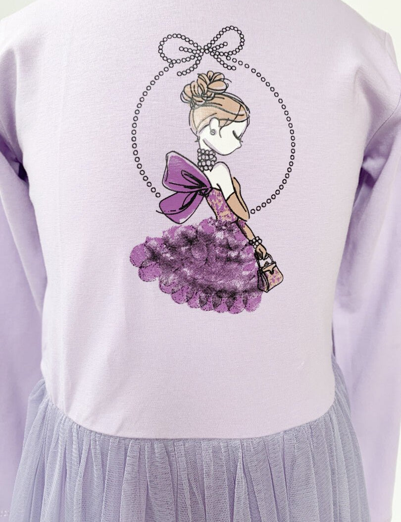 Rochie fetita mov cu printesa - Botez bebelusi