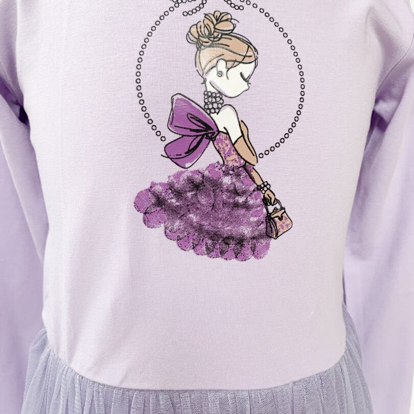 Rochie fetita mov cu printesa - Botez bebelusi