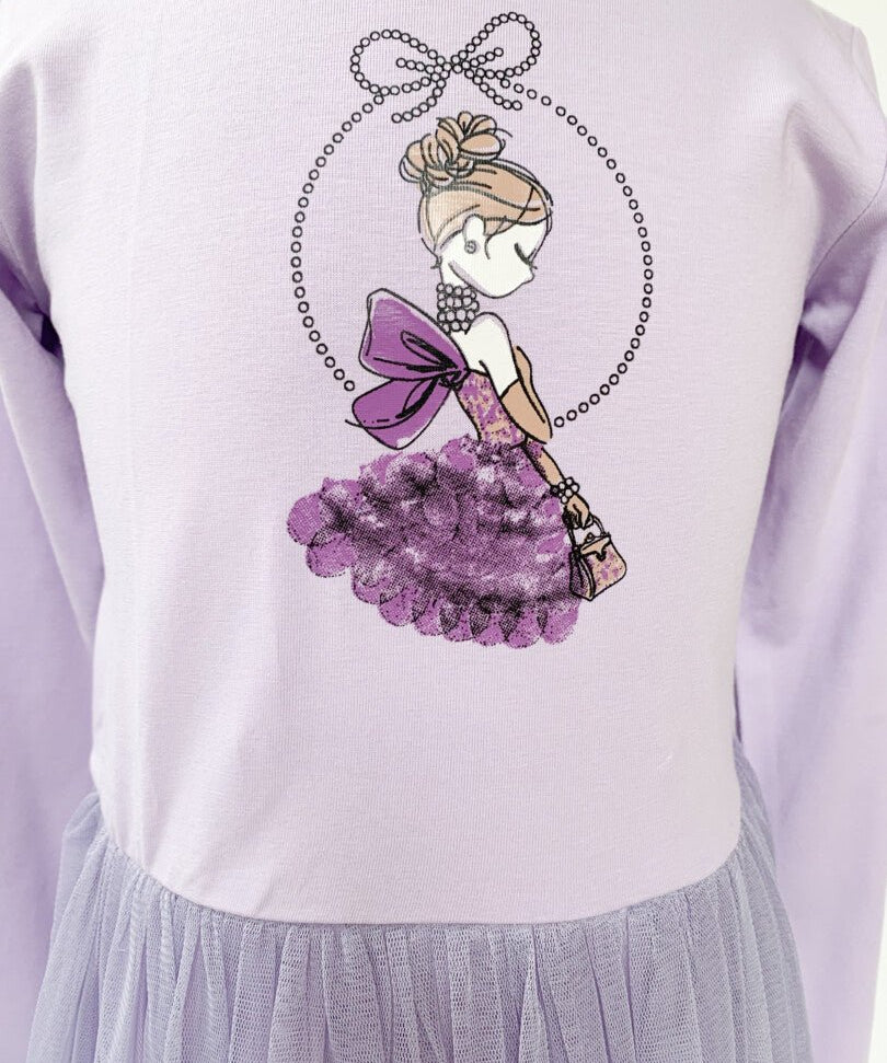 Rochie fetita mov cu printesa - Botez bebelusi