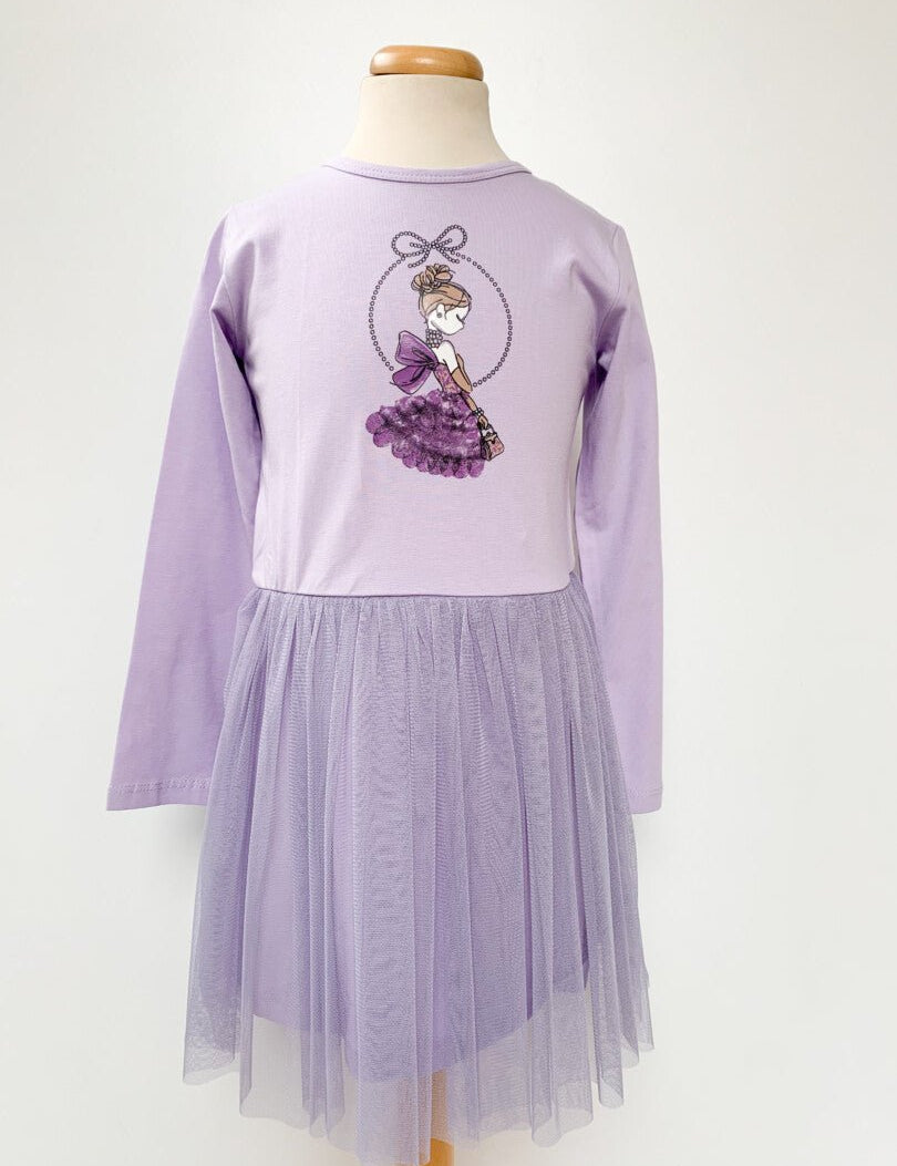 Rochie fetita mov cu printesa - Botez bebelusi