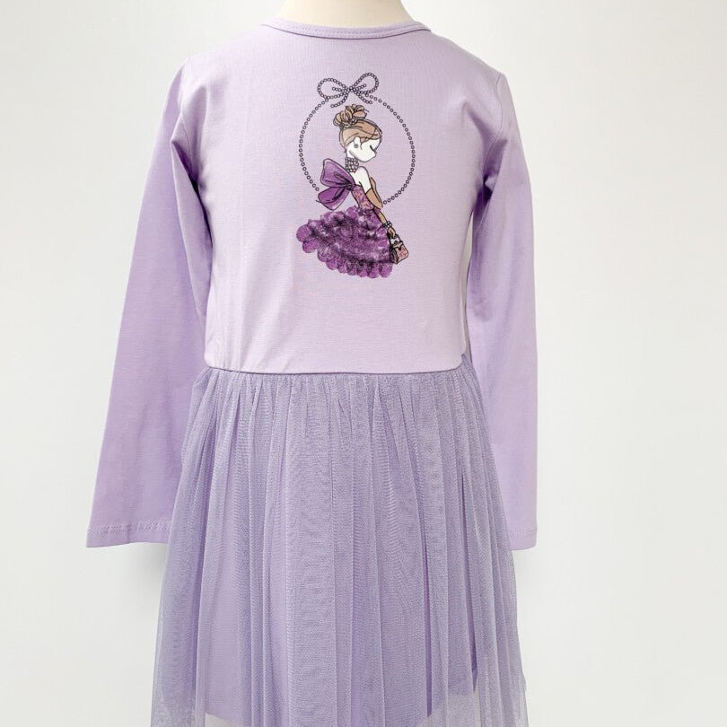 Rochie fetita mov cu printesa - Botez bebelusi