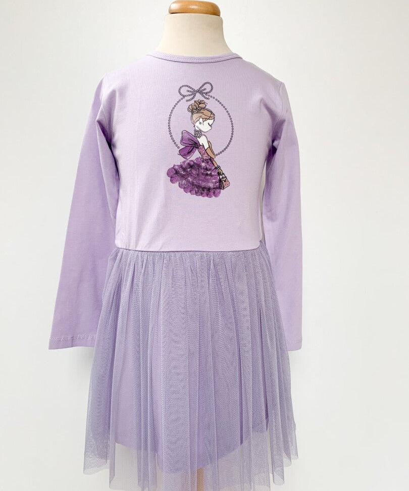 Rochie fetita mov cu printesa - Botez bebelusi