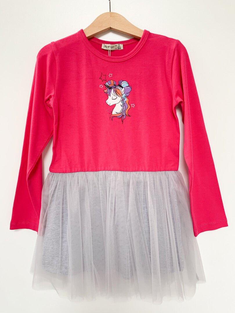 Rochie fetita roz cu unicorn - Botez bebelusi