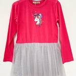Rochie fetita roz cu unicorn - Botez bebelusi