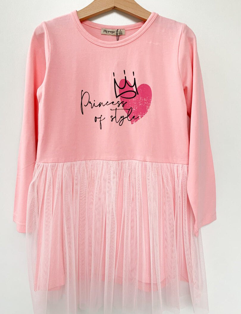 Rochie fetita roz pudra Princess - Botez bebelusi
