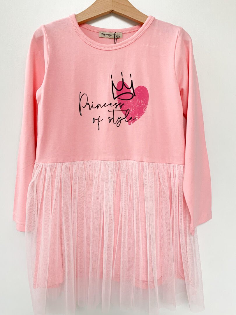Rochie fetita roz pudra Princess - Botez bebelusi