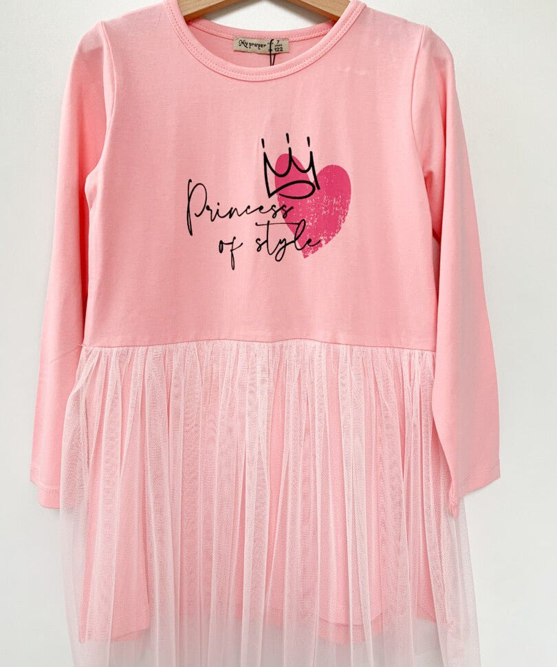 Rochie fetita roz pudra Princess - Botez bebelusi