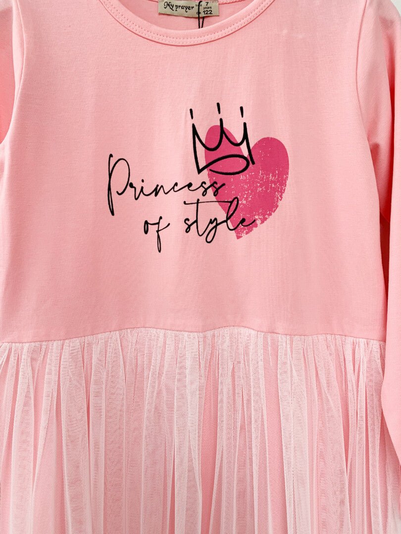 Rochie fetita roz pudra Princess - Botez bebelusi