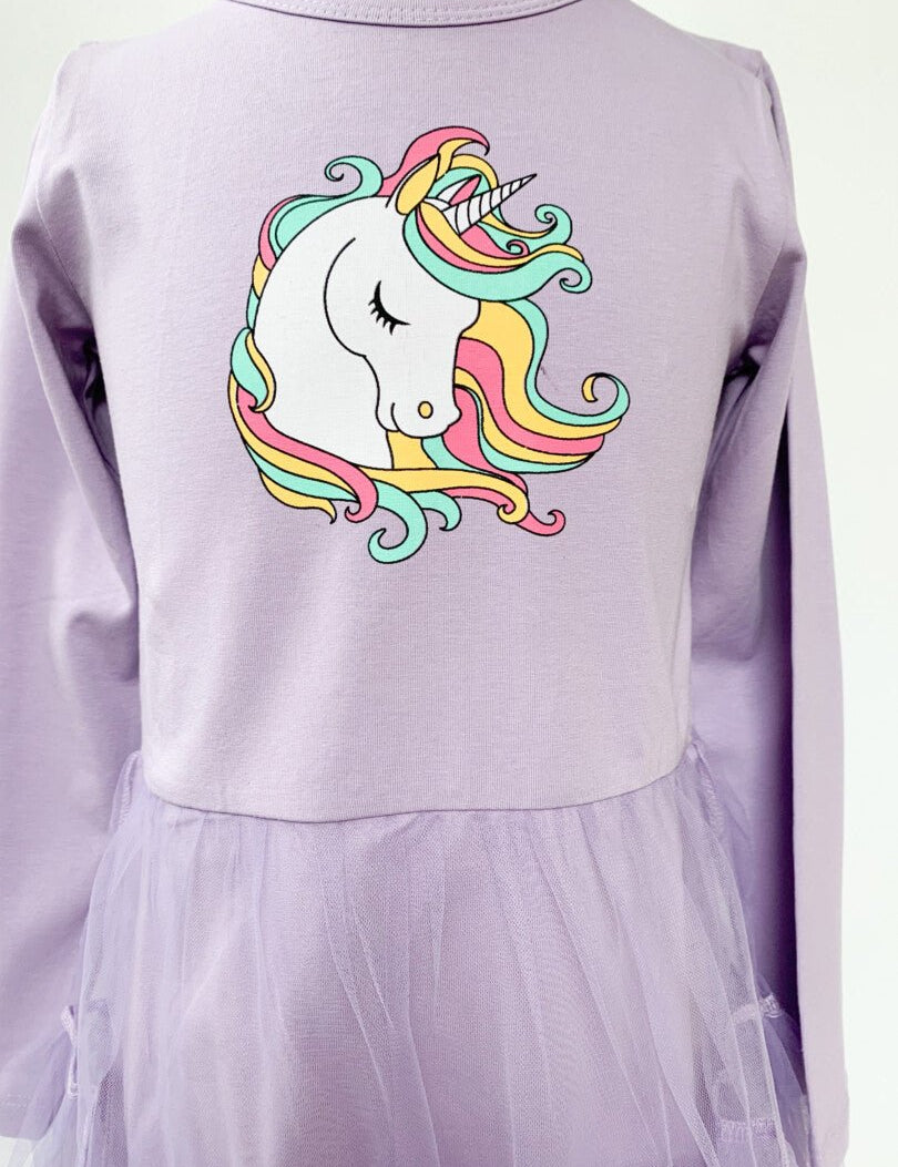 Rochie lila cu unicorn - Botez bebelusi