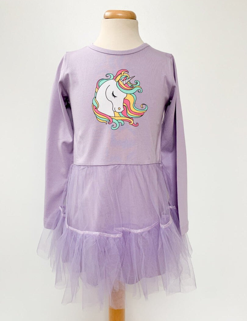 Rochie lila cu unicorn - Botez bebelusi