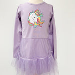 Rochie lila cu unicorn - Botez bebelusi