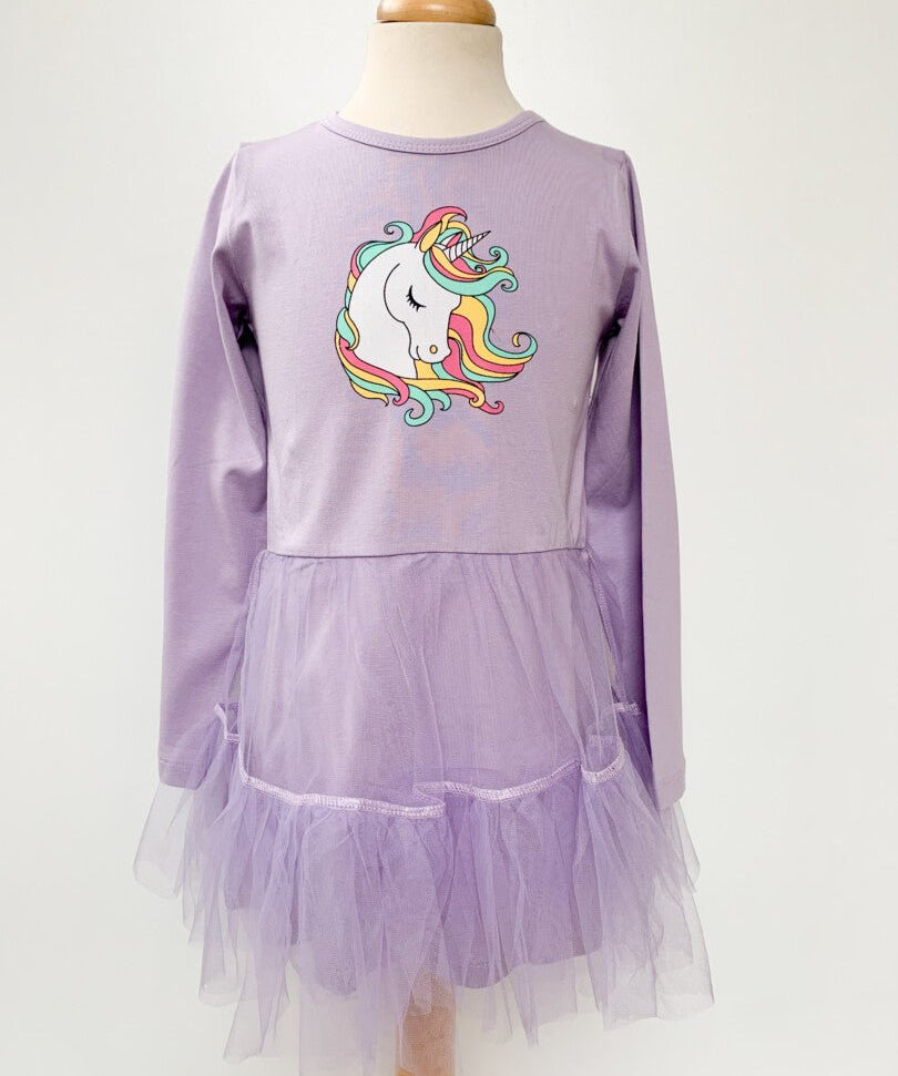 Rochie lila cu unicorn - Botez bebelusi