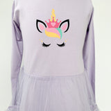 Rochie lila unicorn printesa - Botez bebelusi