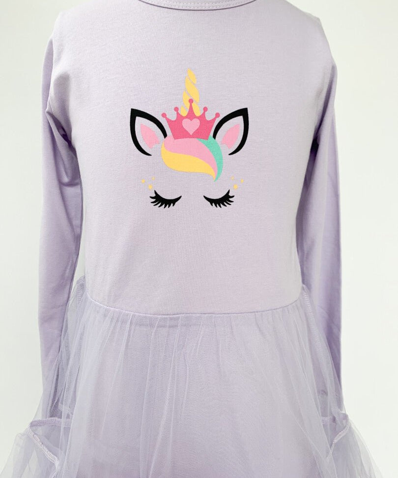 Rochie lila unicorn printesa - Botez bebelusi