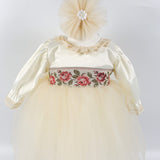 Rochie pentru botez Sorina, brau cu trandafiri - Botez bebelusi
