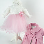 Rochie eleganta bebelus cu palton si turban