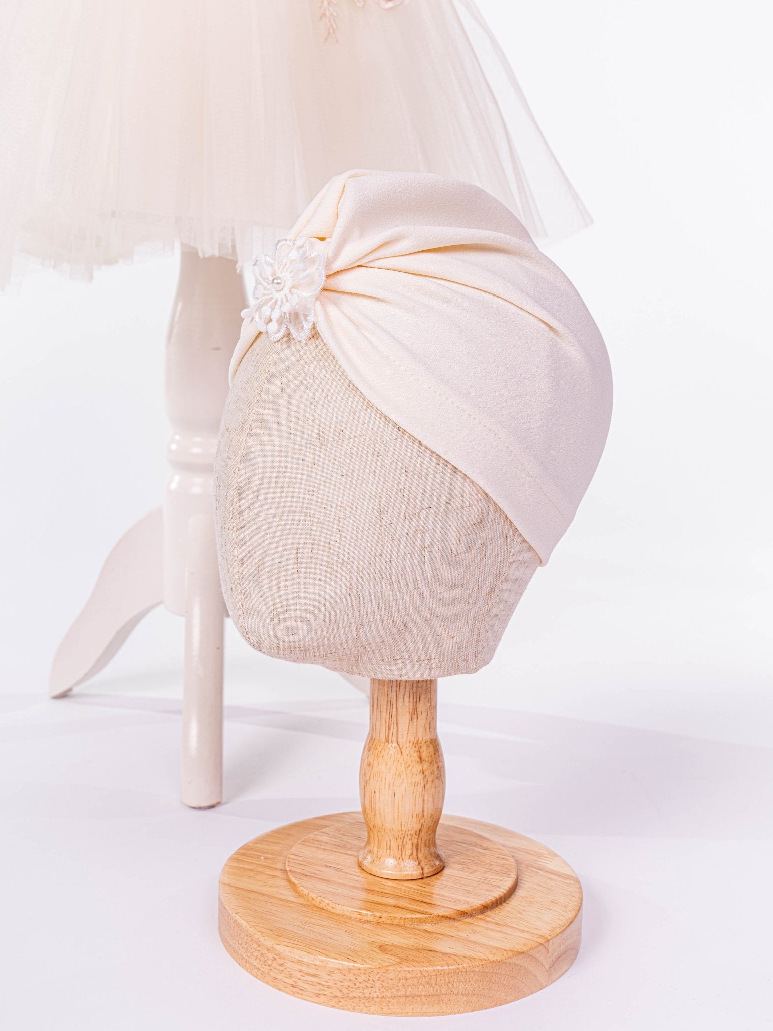 Rochita Bebelusi Eleganta pentru Botez cu Turban Confortabil si Bentita Elastica - Ilaria - Botez bebelusi