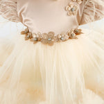 Rochie crem din bumbac inclusa in trusou botez fetita