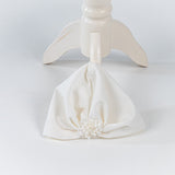 Rochita Botez Ivoire cu Dantela Aurie, Turban si Bentita - Set Complet Mela - Botez bebelusi