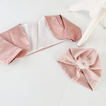 Rochita eleganta pentru bebelusi cu bentita, turban si bolero confortabil - Eduarda - Botez bebelusi