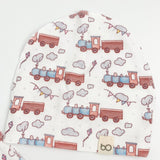 Sac de dormit bebe 2 piese - alb cu trenulet - Botez bebelusi