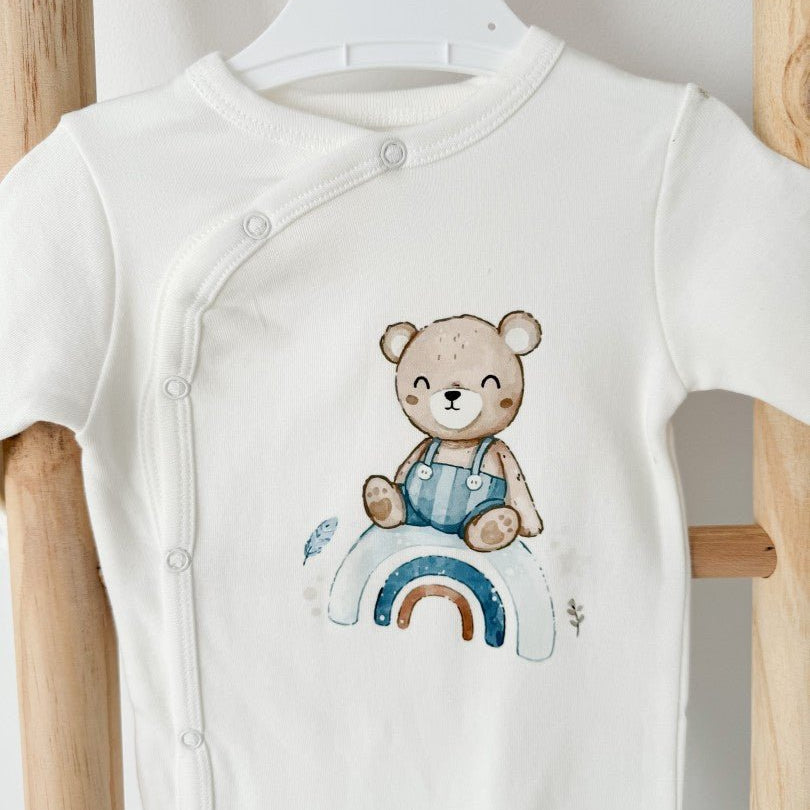 Salopeta alba cu ursulet - Botez bebelusi