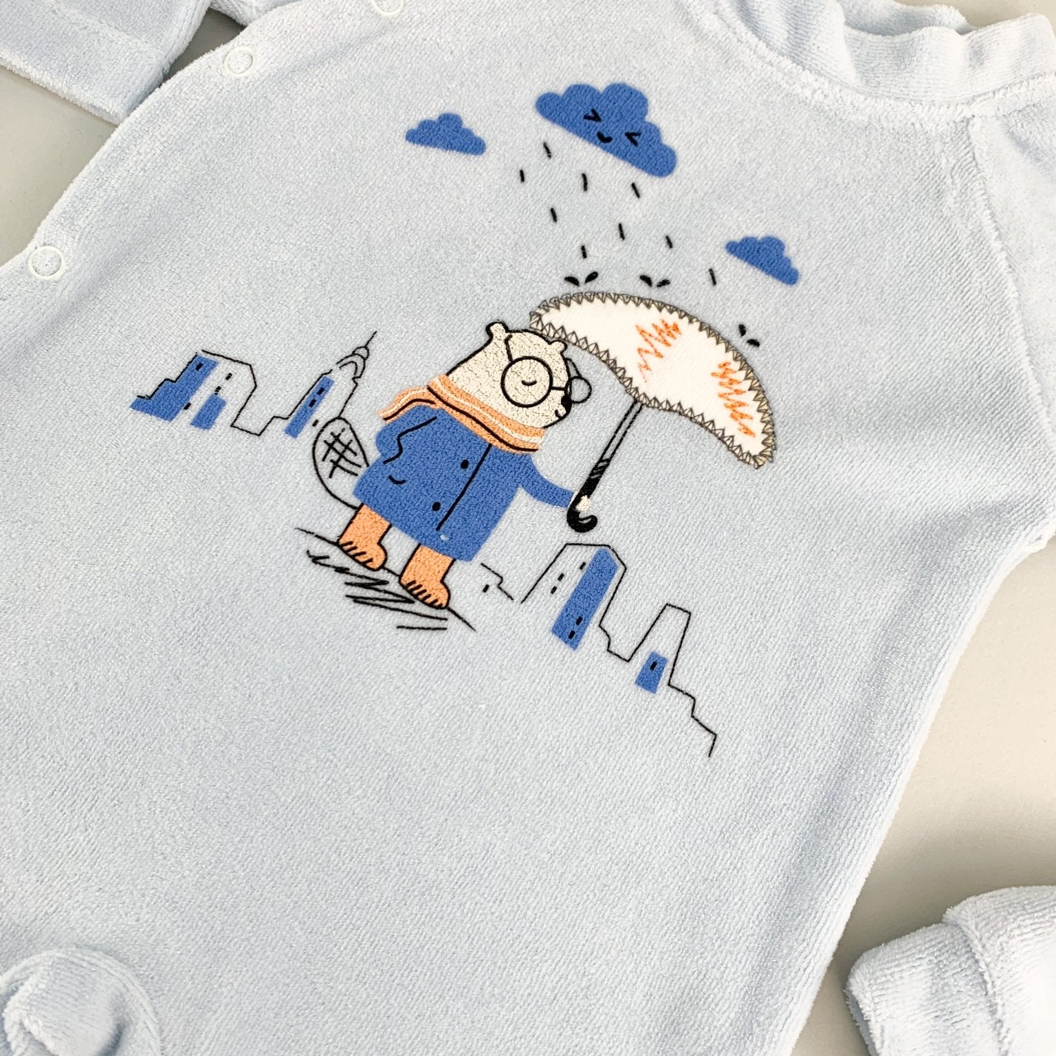 Salopeta albastra cu umbreluta si ploaie - Botez bebelusi