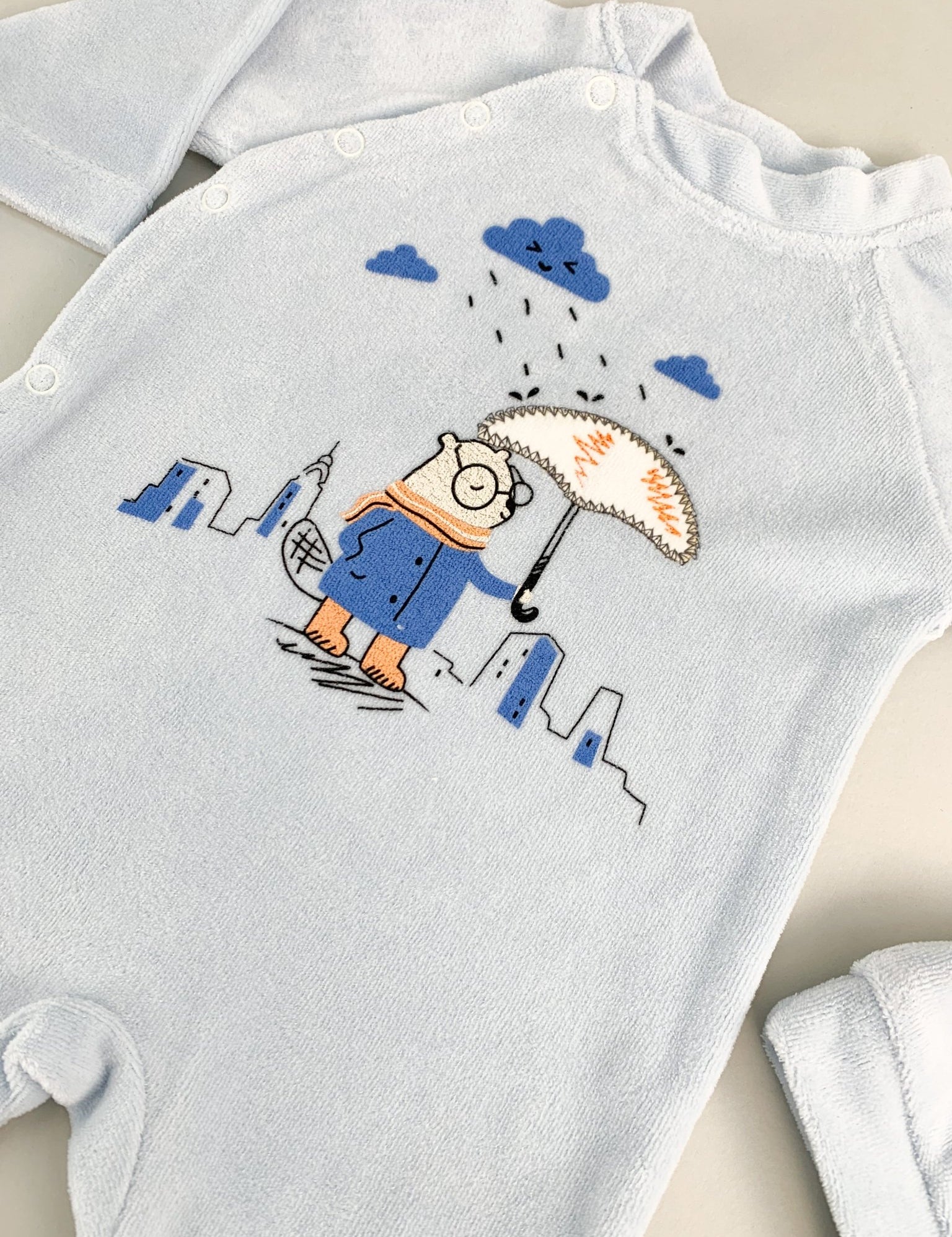 Salopeta albastra cu umbreluta si ploaie - Botez bebelusi