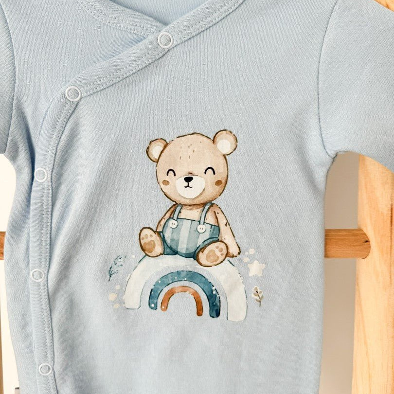 Salopeta albastra cu ursulet - Botez bebelusi