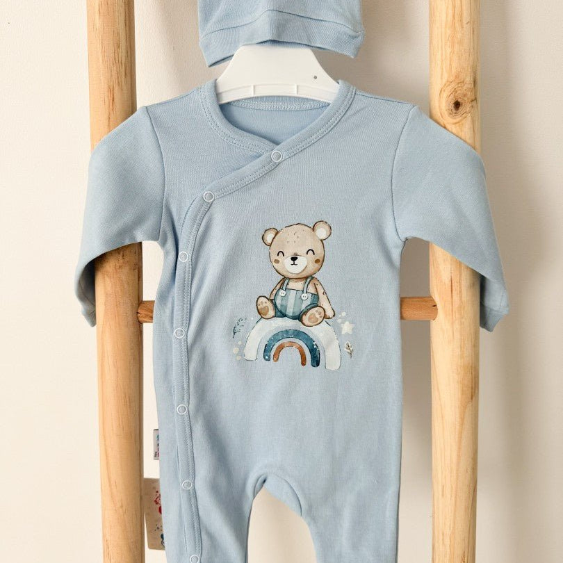 Salopeta albastra cu ursulet - Botez bebelusi