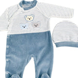 Salopeta albastra cu ursuleti - Botez bebelusi