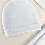 Salopeta albastra pufoasa baiat cu ursulet si iepuras - Botez bebelusi