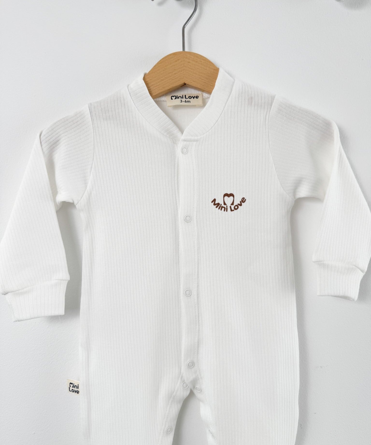 Salopeta baiat alb logo mini love - Botez bebelusi