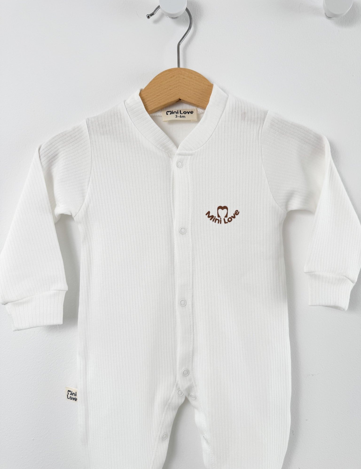 Salopeta baiat alb logo mini love - Botez bebelusi