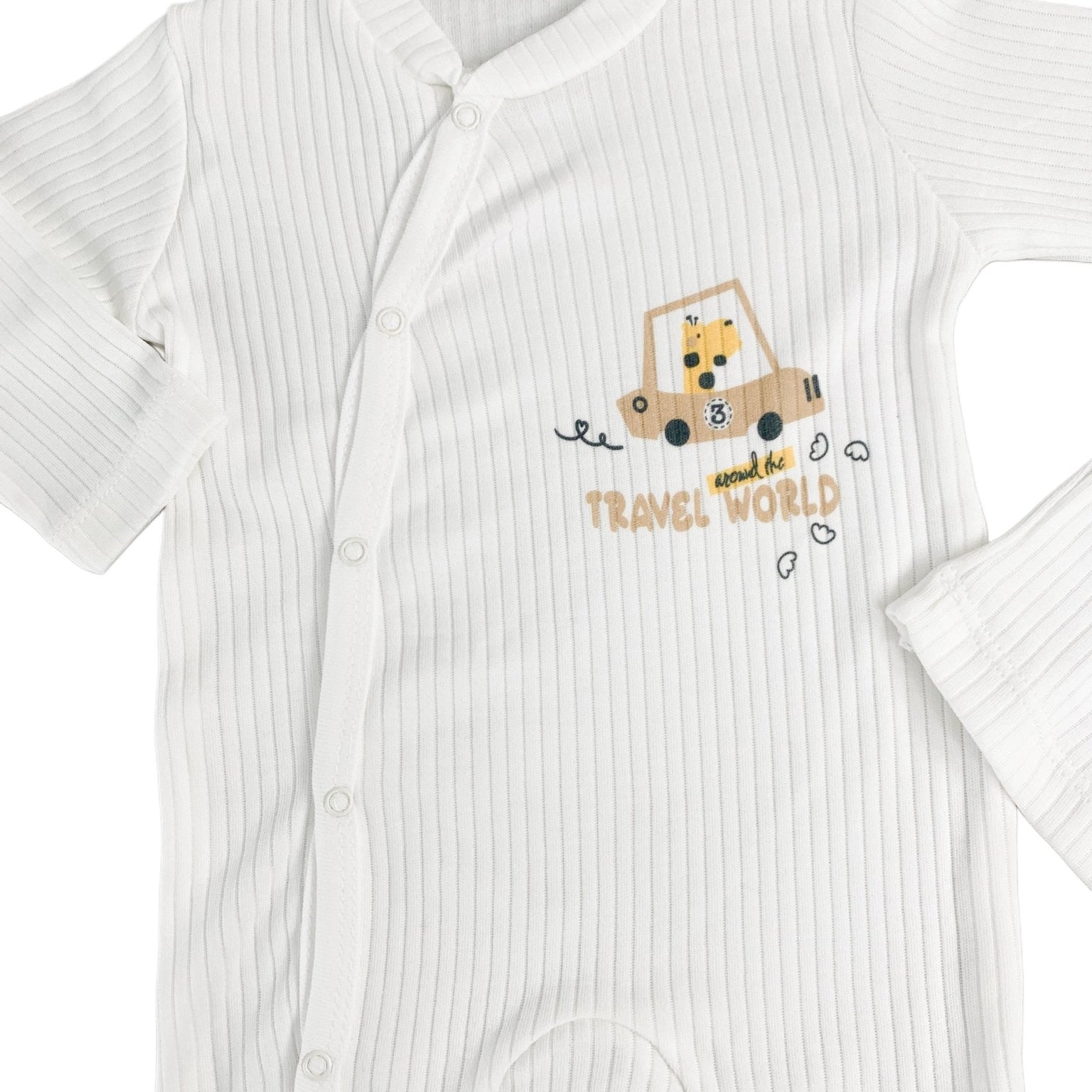 Salopeta baiat alba cu girafa si masina - Botez bebelusi