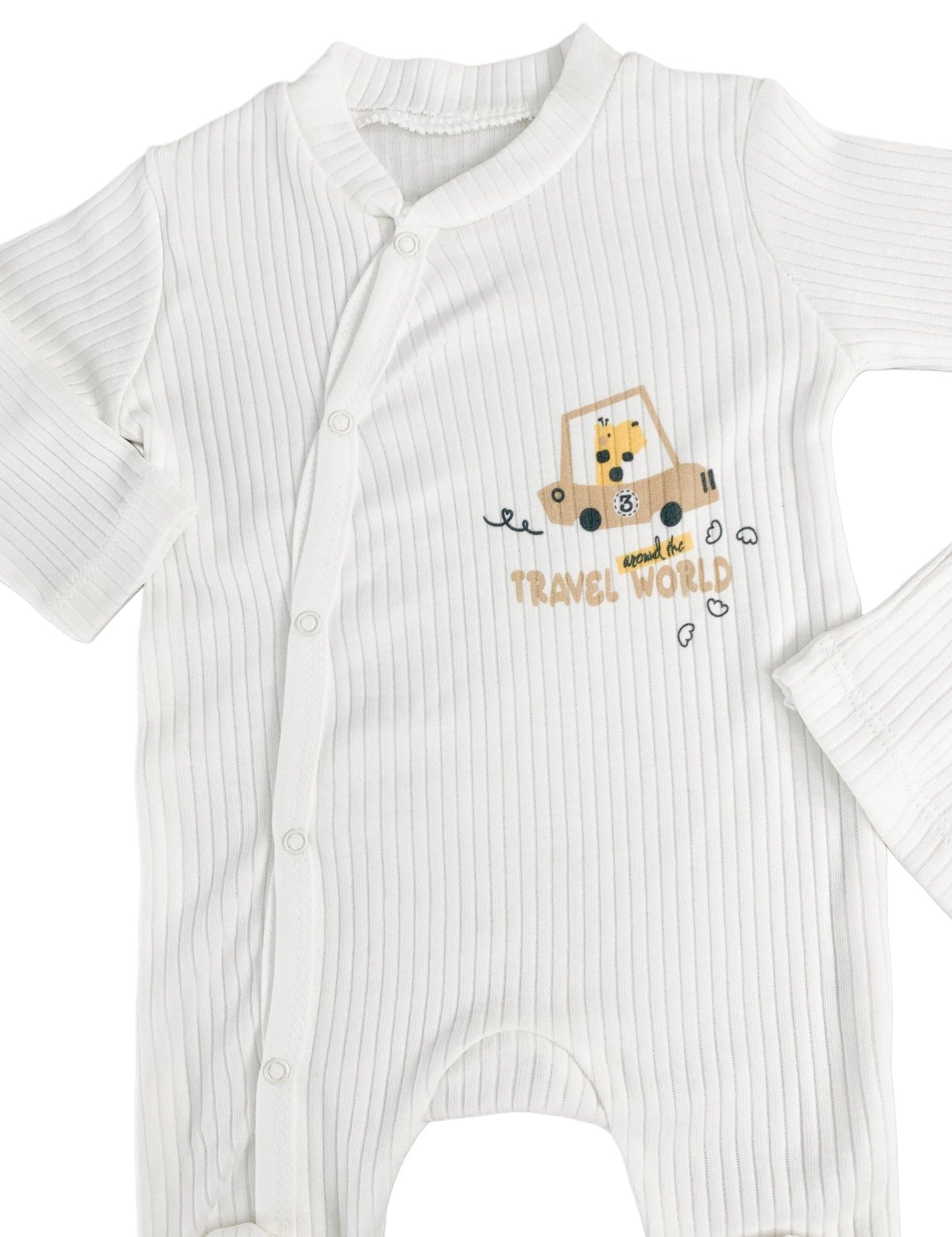 Salopeta baiat alba cu girafa si masina - Botez bebelusi