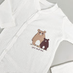 Salopeta baiat alba cu ursuleti - 2 piese - Botez bebelusi