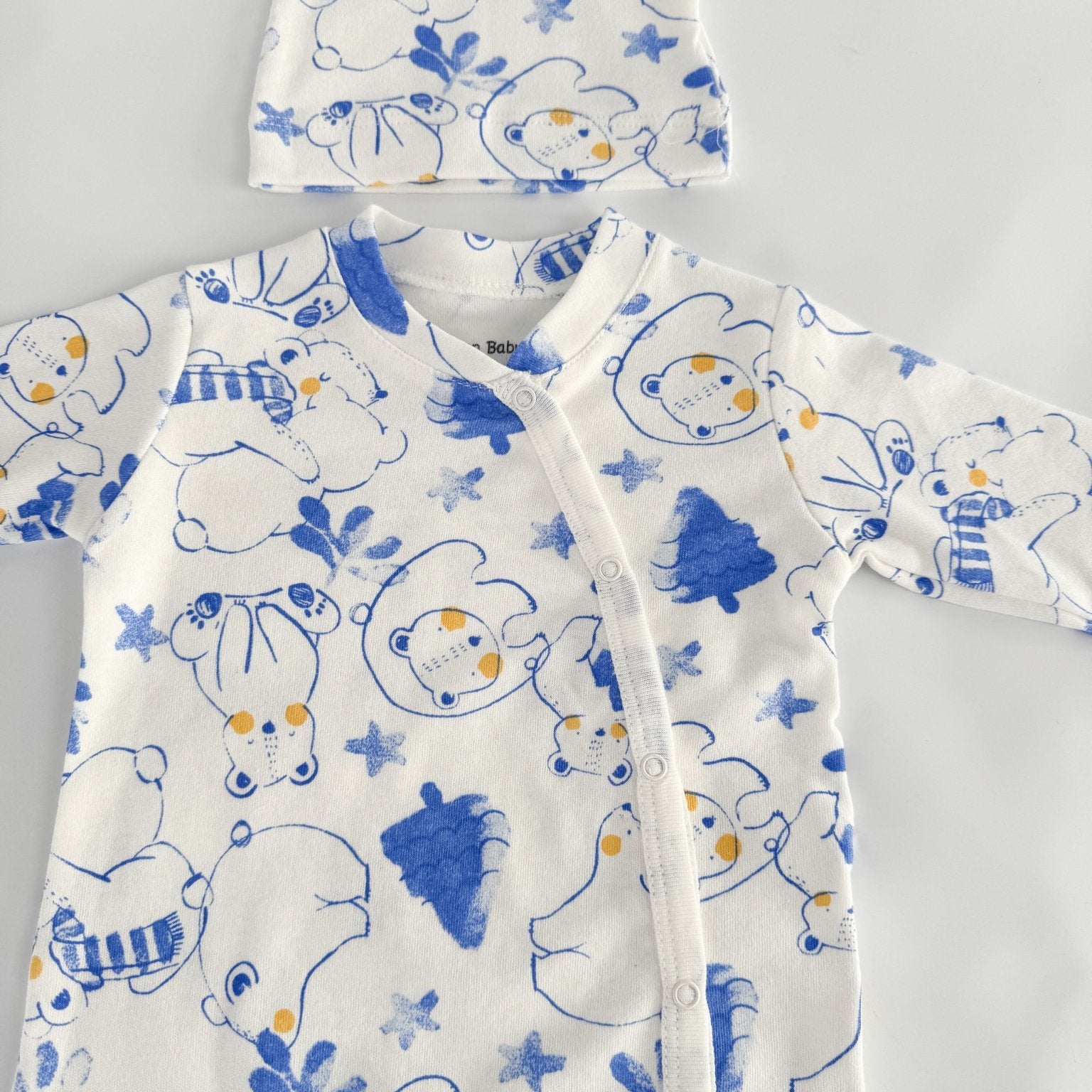 Salopeta baiat alba cu ursuleti - Botez bebelusi